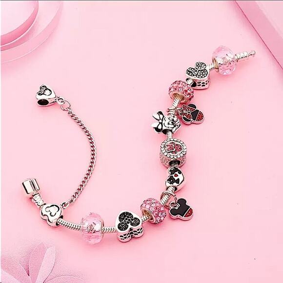Mickey Minnie Mouse Disney Charm Bracelet Pandora Compatible - Picture 2 of 3
